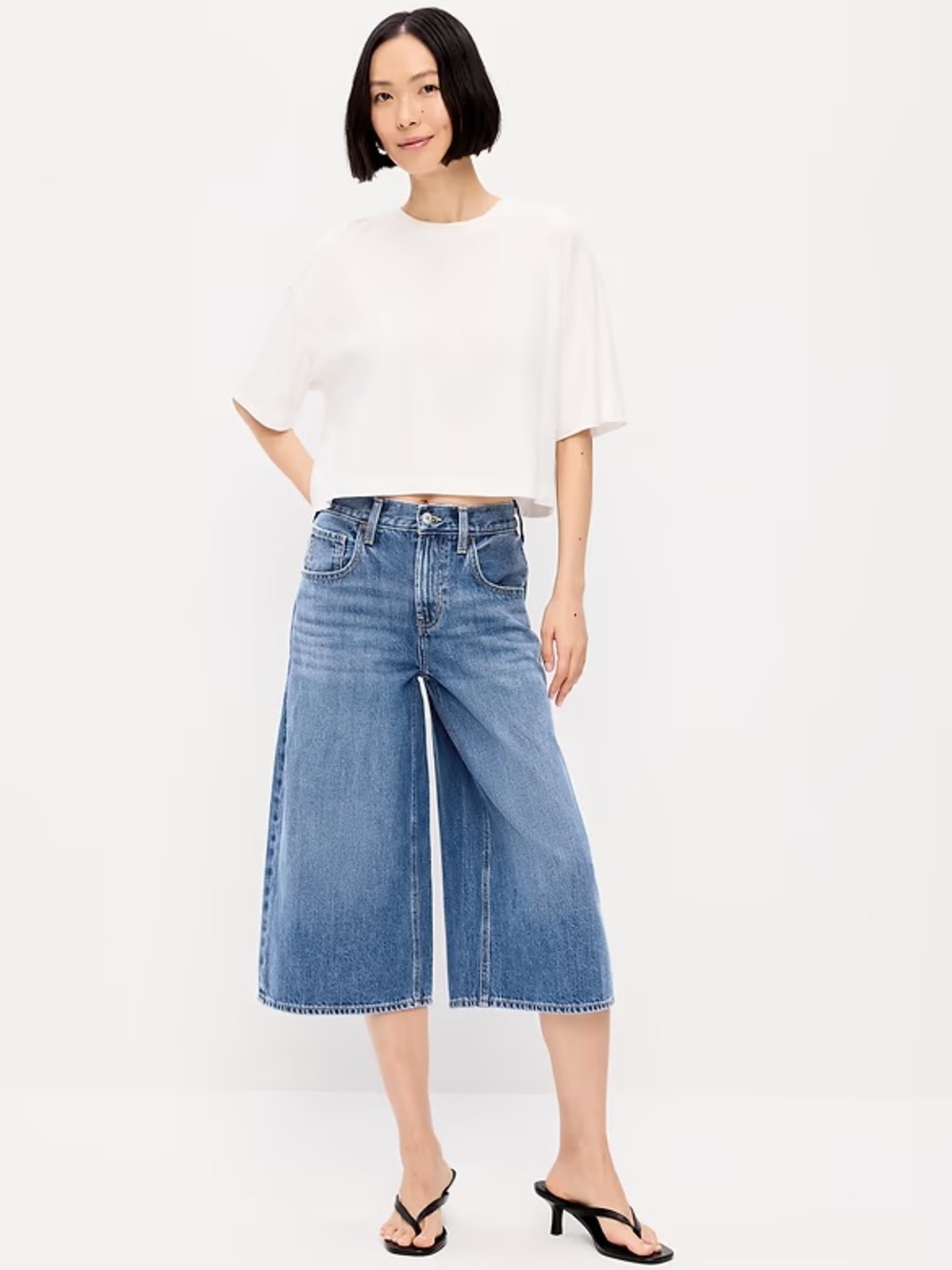 Old Navy Wide-Leg Cropped Blue Denim Jeans